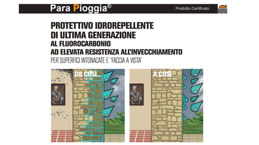 Protettivo idrorepellente ParaPioggia Tecnored per intonaci e faccia a vista Protettivo idrorepellente ParaPioggia Tecnored per intonaci e faccia a vista