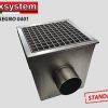 Chiusini Inoxsystem® con copertura in grigliato a scarico orizzontale sifonato con cestello estraibile