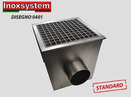 Chiusini Inoxsystem® con copertura in grigliato a scarico orizzontale sifonato con cestello estraibile Chiusini Inoxsystem® con copertura in grigliato a scarico orizzontale sifonato con cestello estraibile