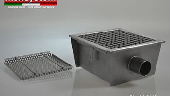 Chiusini Inoxsystem® con copertura in grigliato a scarico orizzontale diametro 63 mm sifonato con cestello estraibile