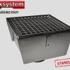 Chiusini Inoxsystem® con copertura in grigliato a scarico verticale sifonato con cestello estraibile, ideale per grandi flussi