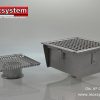 Chiusini Inoxsystem® con copertura in grigliato a scarico verticale diametro 63 mm sifonato con cestello estraibile.