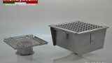 Chiusini Inoxsystem® con copertura in grigliato a scarico verticale diametro 63 mm sifonato con cestello estraibile.