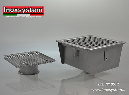 Chiusini Inoxsystem® con copertura in grigliato a scarico verticale diametro 63 mm sifonato con cestello estraibile. Chiusini Inoxsystem® con copertura in grigliato a scarico verticale diametro 63 mm sifonato con cestello estraibile.
