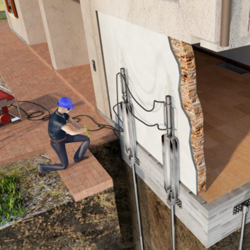 Groundfix micropali presso infissi per il consolidamento delle fondazioni