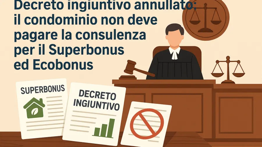 Decreto ingiuntivo annullato: il condominio non deve pagare la consulenza per il Superbonus ed Ecobonus