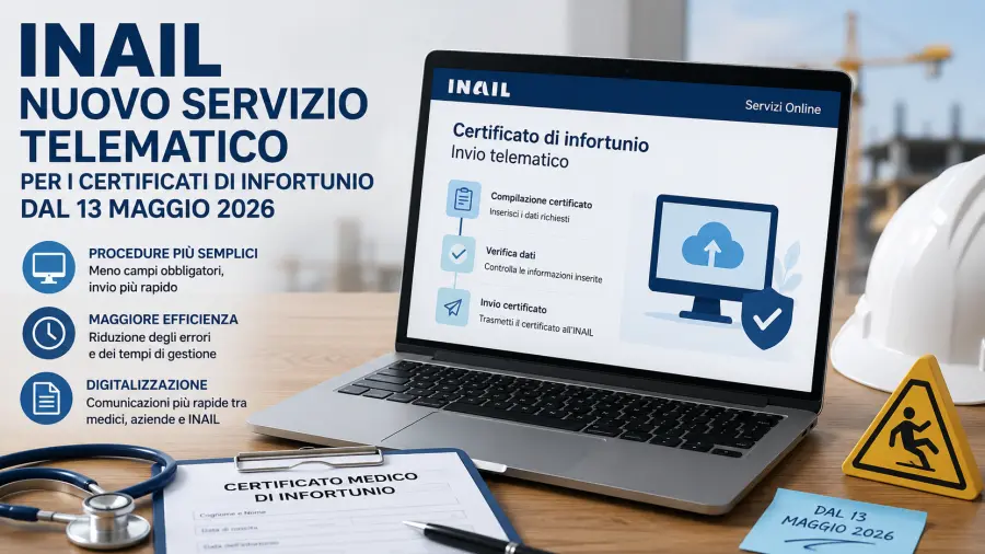 Nuovo servizio INAIL per i certificati di infortunio: ecco come cambia la procedura telematica Nuovo servizio INAIL per i certificati di infortunio: ecco come cambia la procedura telematica