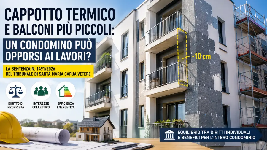 Riduzione del balcone per il cappotto termico: un condomino può bloccare i lavori? Riduzione del balcone per il cappotto termico: un condomino può bloccare i lavori?