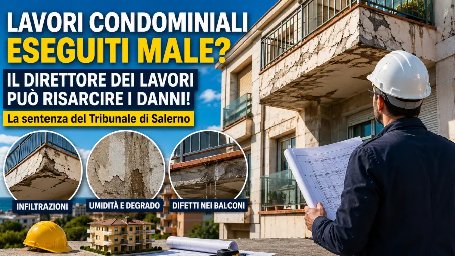 Lavori condominiali eseguiti male: il Tribunale condanna il direttore dei lavori al risarcimento Lavori condominiali eseguiti male: il Tribunale condanna il direttore dei lavori al risarcimento