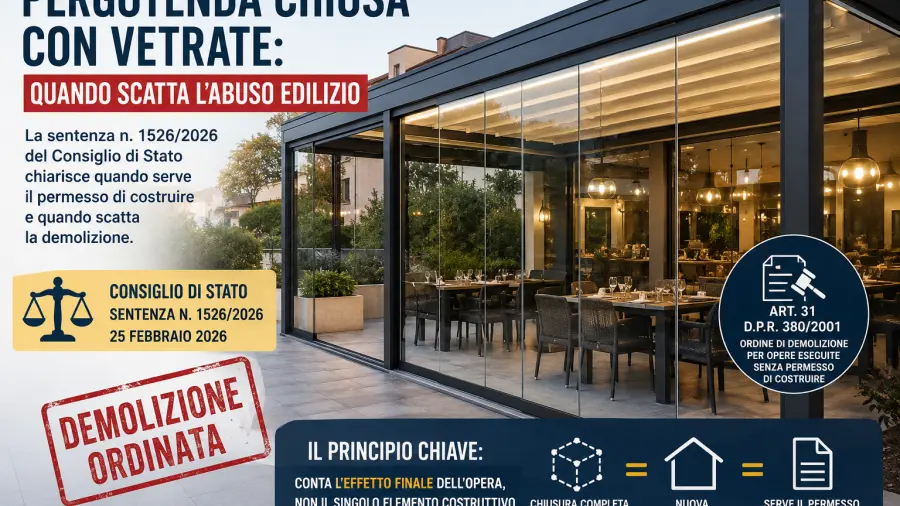 Chiudere una pergotenda con vetrate è sempre legale? cosa dice il Consiglio di Stato Chiudere una pergotenda con vetrate è sempre legale? cosa dice il Consiglio di Stato