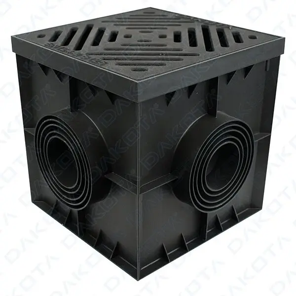 Pozzetto in plastica Plus Nero 300 x 300 con griglia in ghisa B125