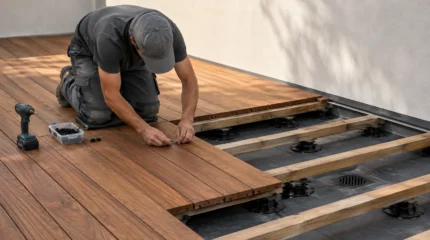 Pavimento esterno in legno: essenze, struttura, posa, drenaggio e manutenzione