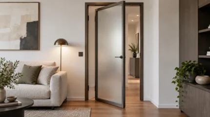 Porta interna in alluminio: profili, vetri, ferramenta e posa