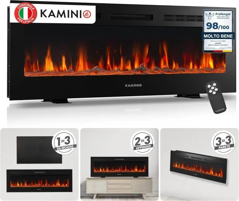 KAMINIO® Marlon PRO 50 Camino elettrico da incasso, parete o appoggio