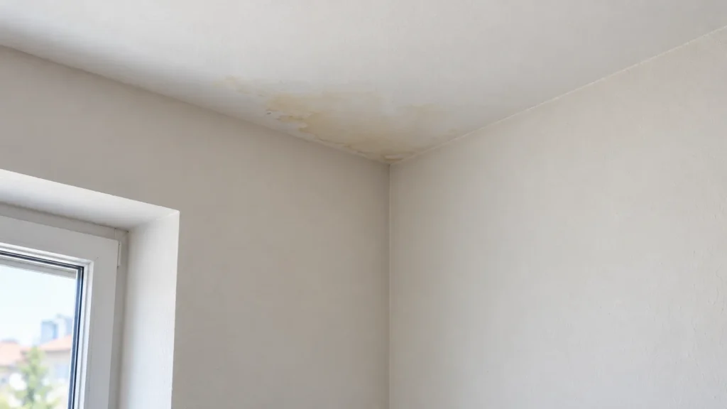 Illustrazione di un alone irregolare vicino al raccordo fra parete e soffitto
